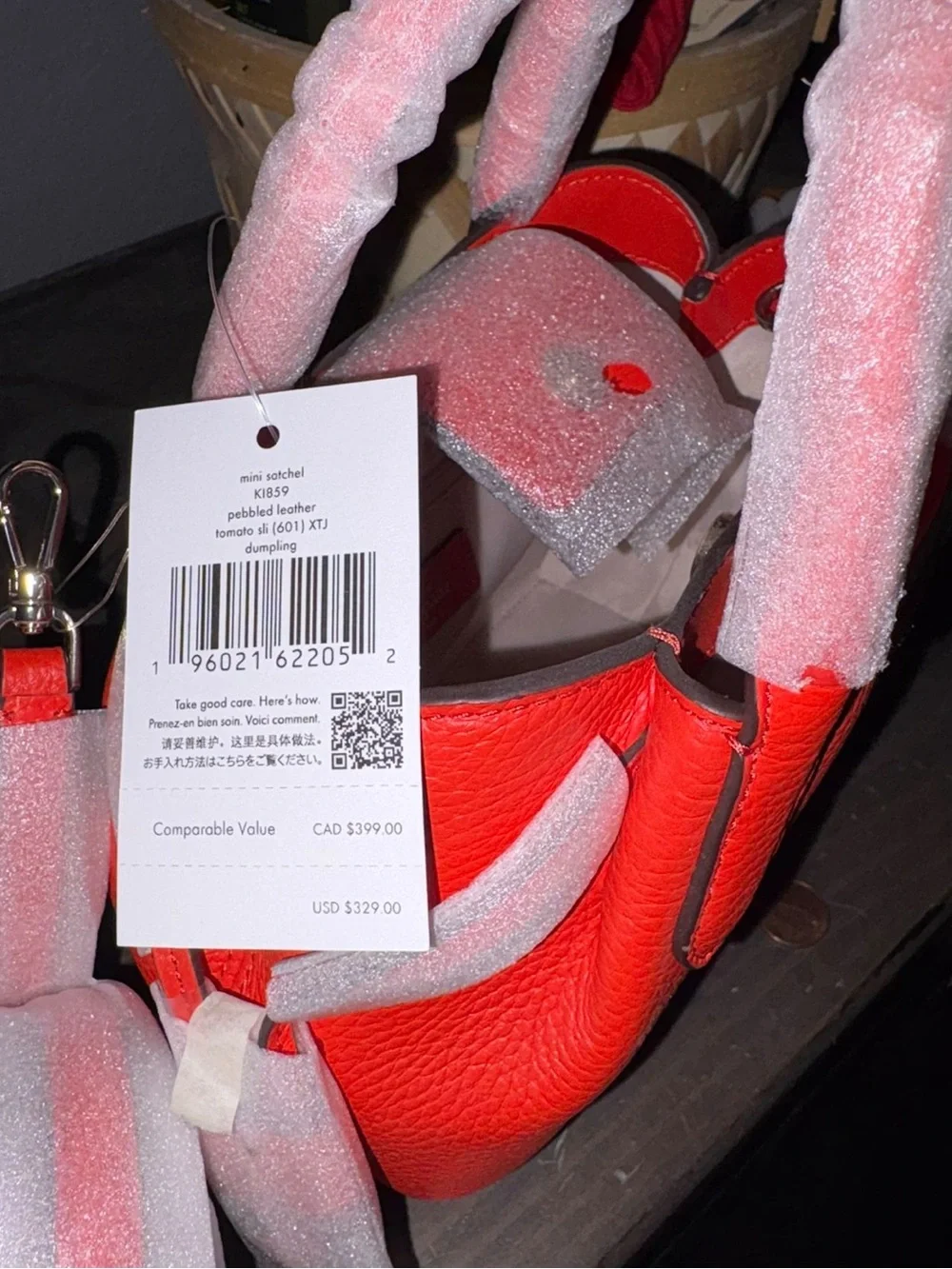 kate spade Red Pebbled Leather Mini Satchel with Gold Logo